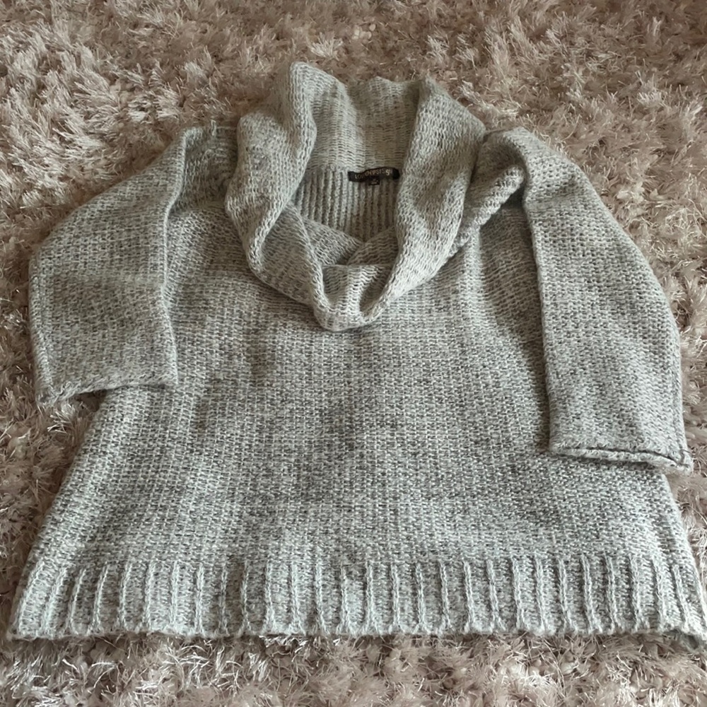 Love @ First Sight cowl neck gray sweater